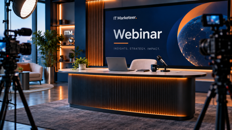 Studio-opstelling voor een webinar van IT Marketeer
